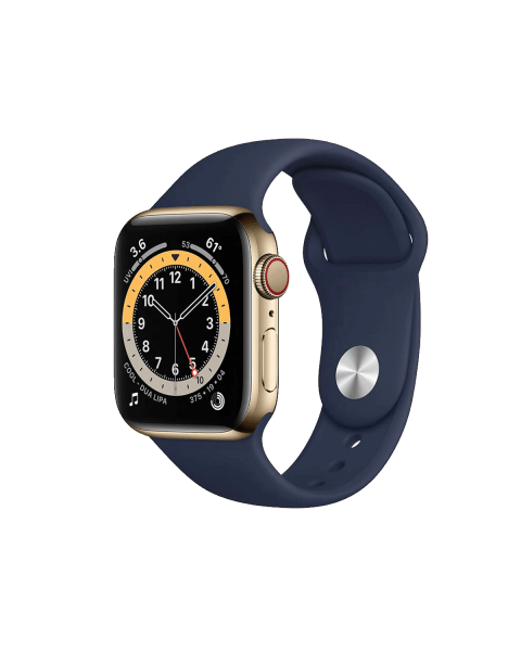 Refurbished Apple Watch Series 6 | 40mm | Stainless Steel Case Gold | Deep Navy Sport Band | GPS | WiFi + 4G