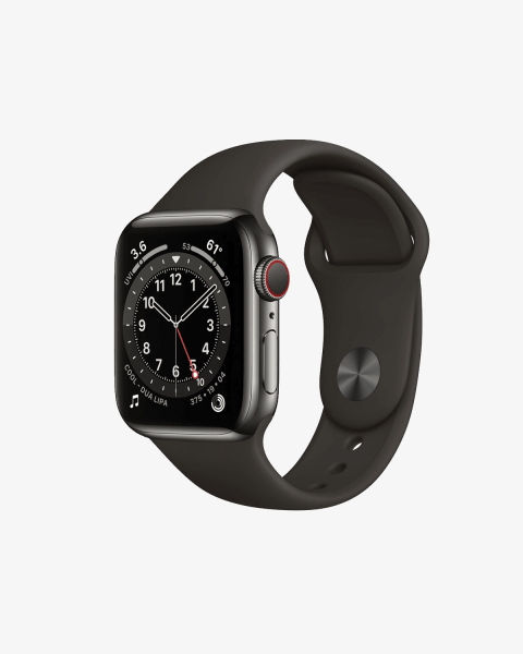 Refurbished Apple Watch Series 6 | 40mm | Stainless Steel Case Graphite | Black Sport Band | GPS | WiFi + 4G