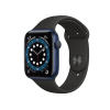 Refurbished Apple Watch Series 6 | 44mm | Aluminum Case Blue | Black Sport Band | GPS | WiFi + 4G