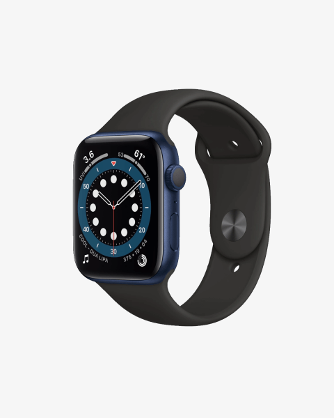 Refurbished Apple Watch Series 6 | 44mm | Aluminum Case Blue | Black Sport Band | GPS | WiFi + 4G