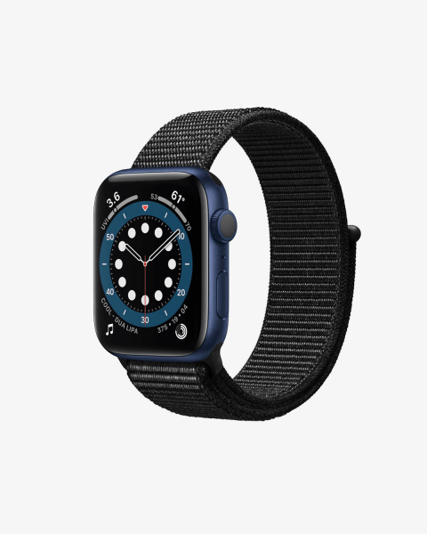 Refurbished Apple Watch Series 6 | 44mm | Aluminum Case Blue | Black Sport Loop | GPS | WiFi + 4G