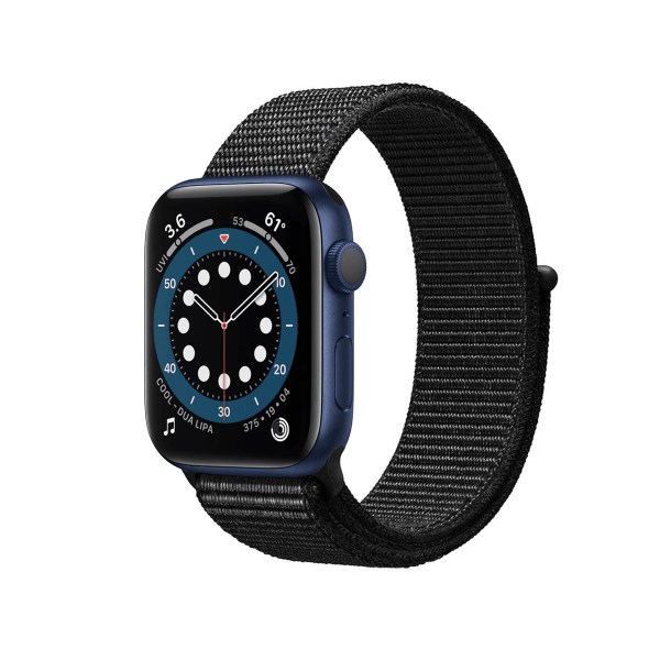 Refurbished Apple Watch Series 6 | 44mm | Aluminum Case Blue | Black Sport Loop | GPS | WiFi + 4G