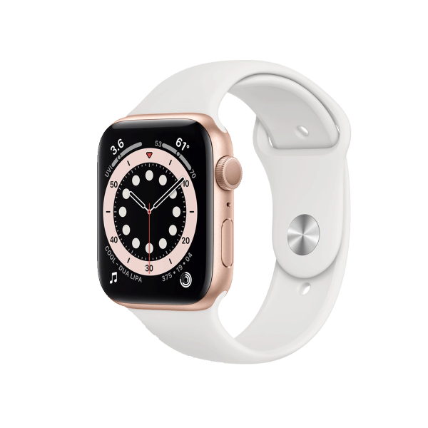 Refurbished Apple Watch Series 6 | 44mm | Aluminium Case Gold | White Sport Band | GPS | WiFi + 4G