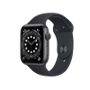  Refurbished Apple Watch Series 6 | 44mm | Aluminum Case Space Gray | Midnight Blue Sport Band | GPS | WiFi + 4G