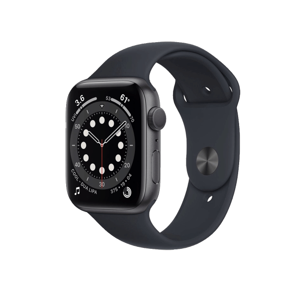  Refurbished Apple Watch Series 6 | 44mm | Aluminum Case Space Gray | Midnight Blue Sport Band | GPS | WiFi + 4G