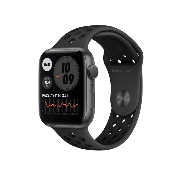 Refurbished Apple Watch Series 6 | 44mm | Aluminum Case Space Gray | Black Nike Sport Band | GPS | WiFi