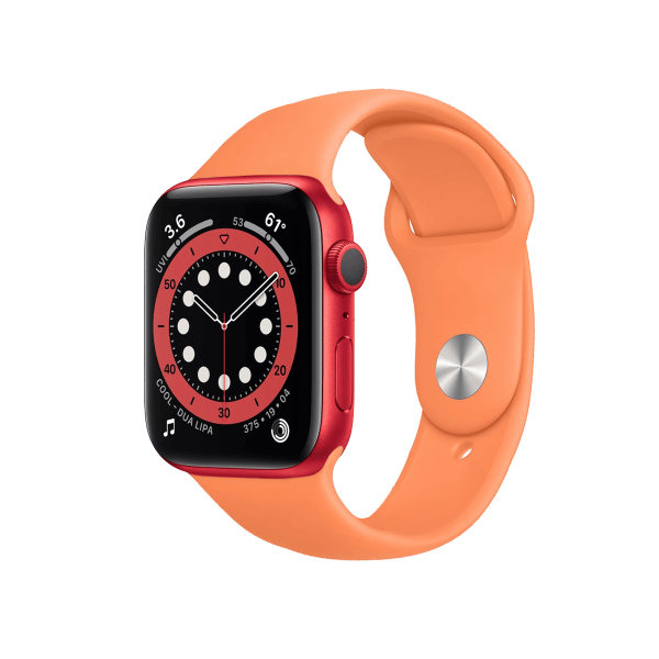 Refurbished Apple Watch Series 6 | 44mm | Aluminum Case Red | Papaya Sport Band | GPS | WiFi + 4G