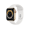 Refurbished Apple Watch Series 6 | 44mm | Stainless Steel Case Gold | White Sport Band | GPS | WiFi + 4G | W1
