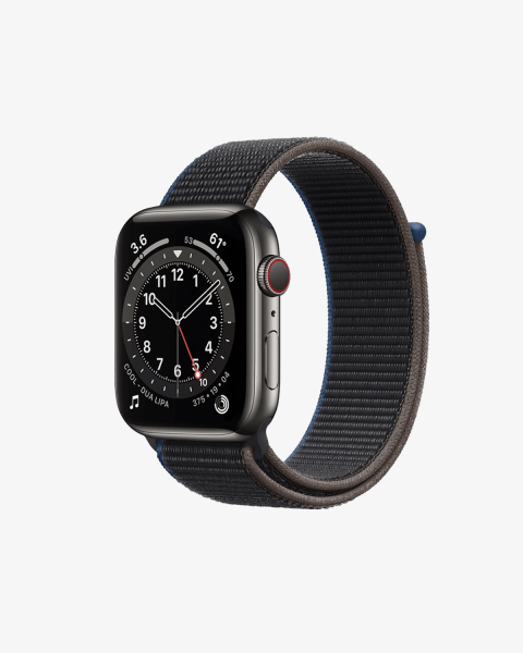 Refurbished Apple Watch Series 6 | 44mm | Stainless Steel Case Graphite | Charcoal Sport Loop | GPS | WiFi + 4G