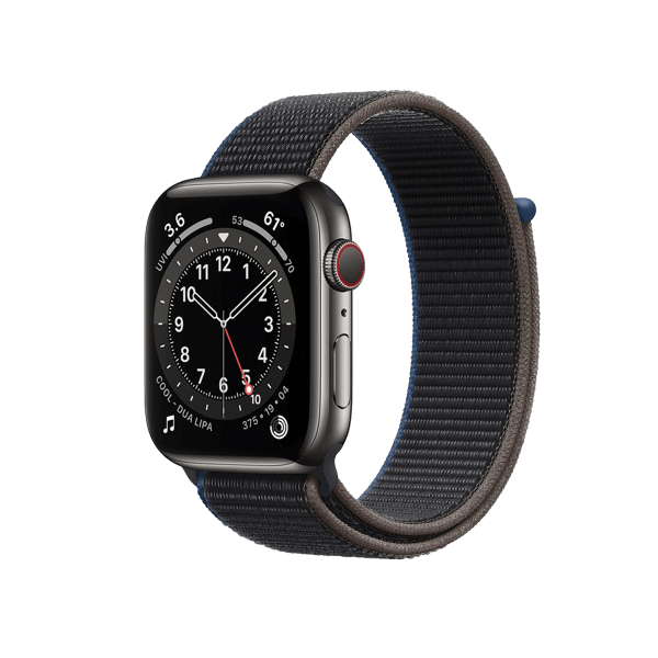 Refurbished Apple Watch Series 6 | 44mm | Stainless Steel Case Graphite | Charcoal Sport Loop | GPS | WiFi + 4G