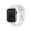 Refurbished Apple Watch Series 6 | 44mm | Stainless Steel Case Graphite | White Sport Band | GPS | WiFi + 4G