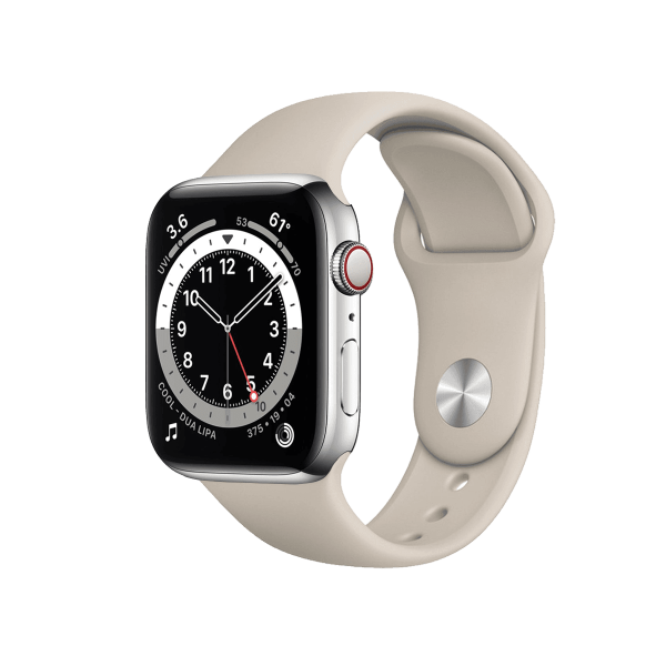 Refurbished Apple Watch Series 6 | 44mm | Stainless Steel Case Silver | Stone Sport Band | GPS | WiFi + 4G