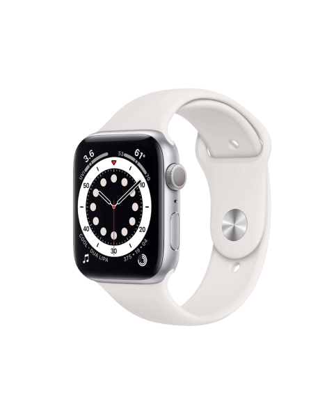 Refurbished Apple Watch Series 6 | 44mm | Aluminum Case Silver | White Sport Band | GPS | WiFi
