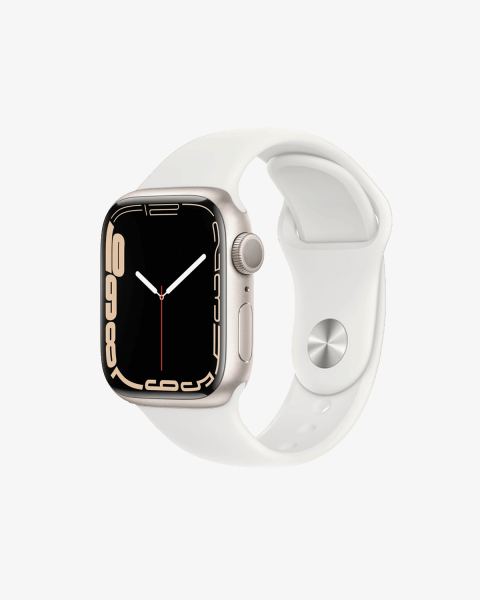 Refurbished Apple Watch Series 7 | 41mm | Aluminum Case Starlight White | White Sport Band | GPS | WiFi + 4G