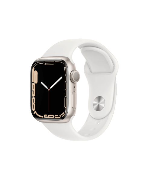 Refurbished Apple Watch Series 7 | 41mm | Aluminum Case Starlight White | White Sport Band | GPS | WiFi + 4G