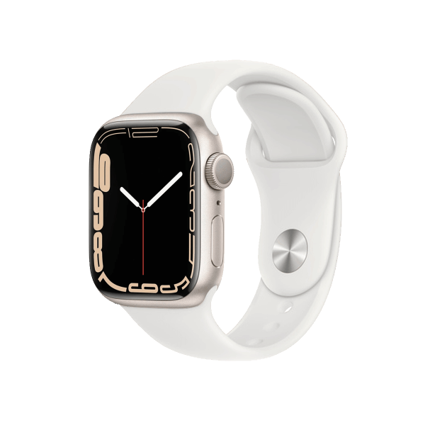 Refurbished Apple Watch Series 7 | 41mm | Aluminum Case Starlight White | White Sport Band | GPS | WiFi + 4G