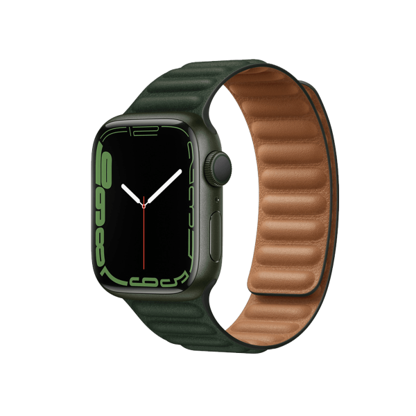 Refurbished Apple Watch Series 7 | 41mm | Aluminum Case Green | Green leather link | GPS | WiFi + 4G