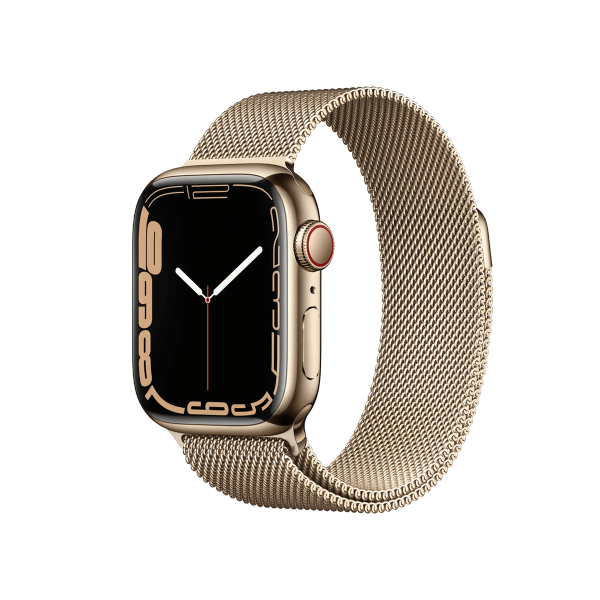Refurbished Apple Watch Series 7 | 41mm | Stainless Steel Case Gold | Gold Milanese Strap | GPS | WiFi + 4G