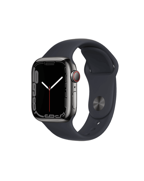 Refurbished Apple Watch Series 7 | 41mm | Stainless Steel Case Graphite | Midnight Blue Sport Band | GPS | WiFi + 4G