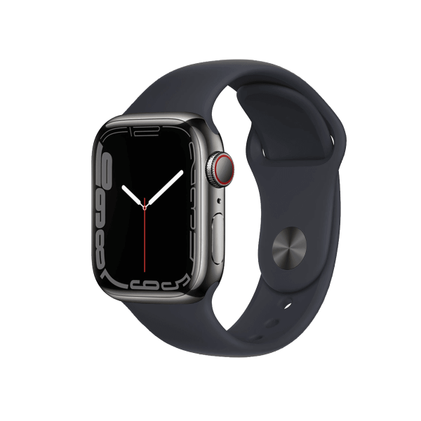 Refurbished Apple Watch Series 7 | 41mm | Stainless Steel Case Graphite | Midnight Blue Sport Band | GPS | WiFi + 4G