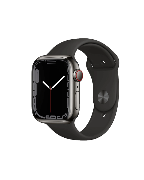 Refurbished Apple Watch Series 7 | 41mm | Stainless Steel Case Graphite | Black Sport Band | GPS | WiFi + 4G