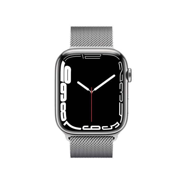 Refurbished Apple Watch Series 7 | 41mm | Stainless Steel Case Silver | Silver Milanese Strap | GPS | WiFi + 4G