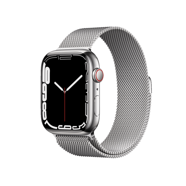 Refurbished Apple Watch Series 7 | 41mm | Stainless Steel Case Silver | Silver Milanese Strap | GPS | WiFi + 4G