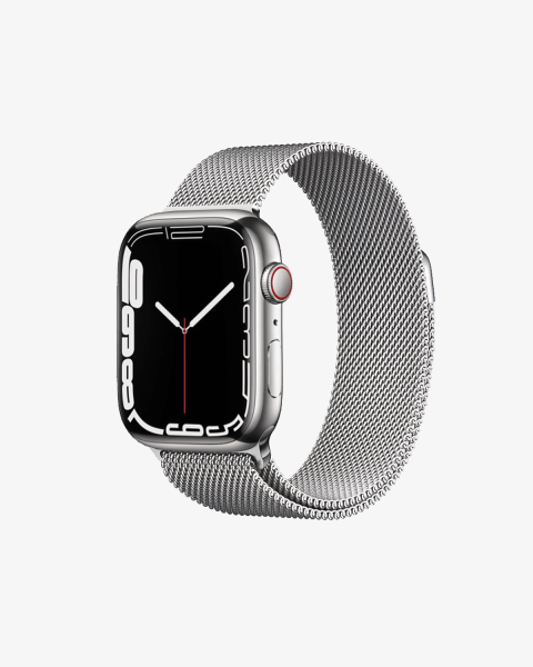 Refurbished Apple Watch Series 7 | 41mm | Stainless Steel Case Silver | Silver Milanese Strap | GPS | WiFi + 4G