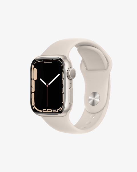 Refurbished Apple Watch Series 7 | 41mm | Aluminum Case Starlight White | Starlight White Sport Band | GPS | WiFi + 4G