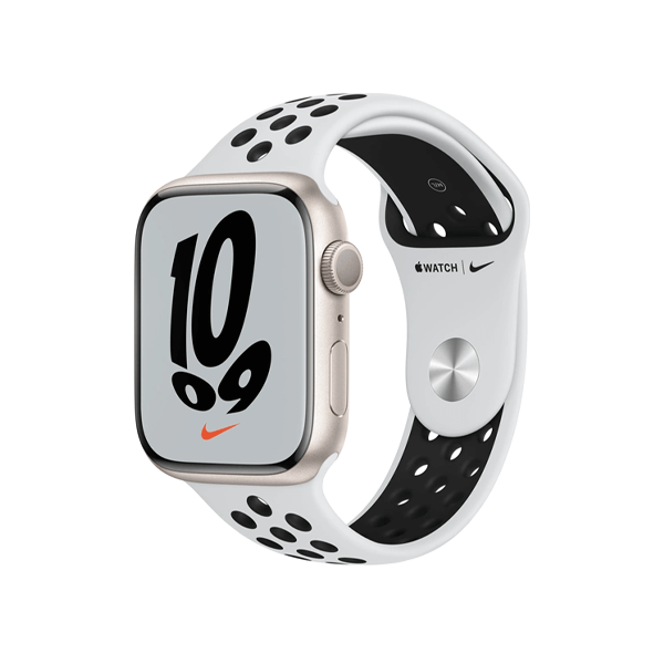 Refurbished Apple Watch Series 7 | 45mm | Aluminum Case Starlight White | White Nike Sport Band | GPS | WiFi