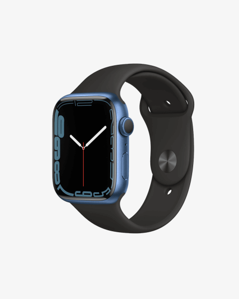 Refurbished Apple Watch Series 7 | 45mm | Aluminum Case Blue | Black Sport Band | GPS | WiFi + 4G