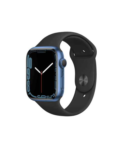 Refurbished Apple Watch Series 7 | 45mm | Aluminum Case Blue | Black Sport Band | GPS | WiFi + 4G