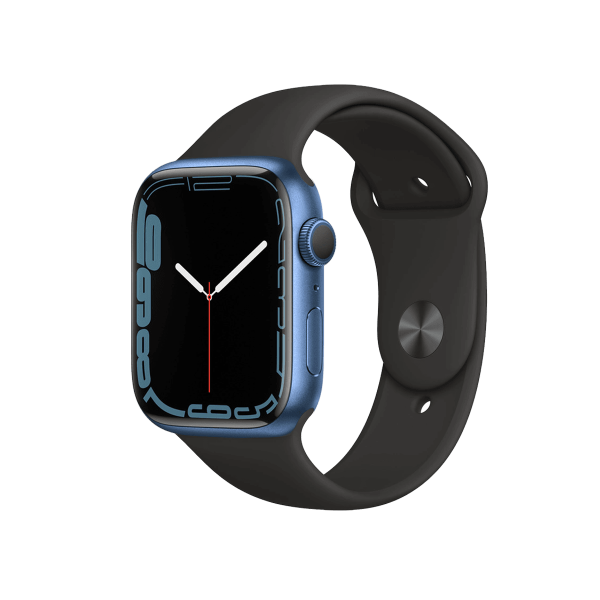 Refurbished Apple Watch Series 7 | 45mm | Aluminum Case Blue | Black Sport Band | GPS | WiFi + 4G