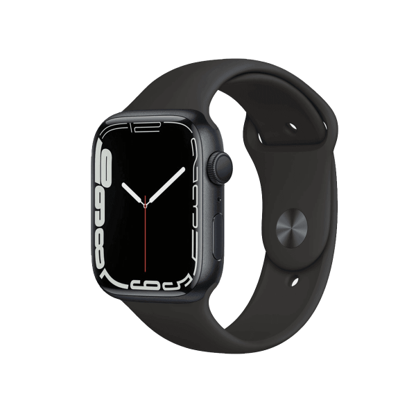 Refurbished Apple Watch Series 7 | 45mm | Aluminum Case Midnight Blue | Black Sport Band | GPS | WiFi + 4G