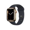 Refurbished Apple Watch Series 7 | 45mm | Stainless Steel Case Gold | Midnight Blue Sport Band | GPS | WiFi + 4G