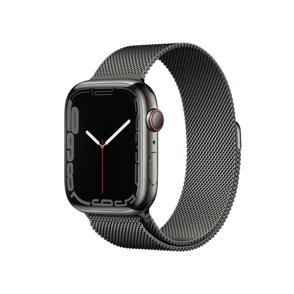 Refurbished Apple Watch Series 7 | 45mm | Stainless Steel Case Graphite | Graphite Milanese Strap | GPS | WiFi + 4G