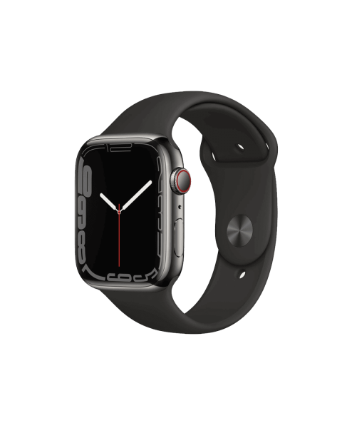 Refurbished Apple Watch Series 7 | 45mm | Stainless Steel Case Graphite | Black Sport Band | GPS | WiFi + 4G