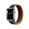 Refurbished Apple Watch Series 7 | 45mm | Stainless Steel Case Silver | Dark Cherry/Forest Green Sport Band | GPS | WiFi + 4G