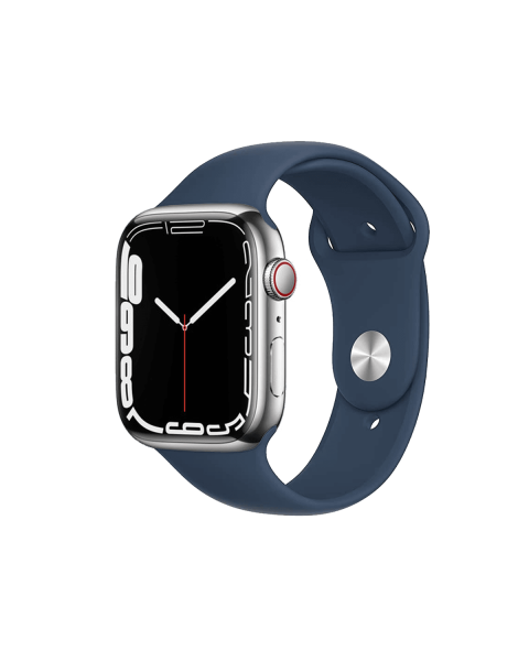 Refurbished Apple Watch Series 7 | 45mm | Stainless Steel Case Silver | Abyss Blue Sport Band | GPS | WiFi + 4G