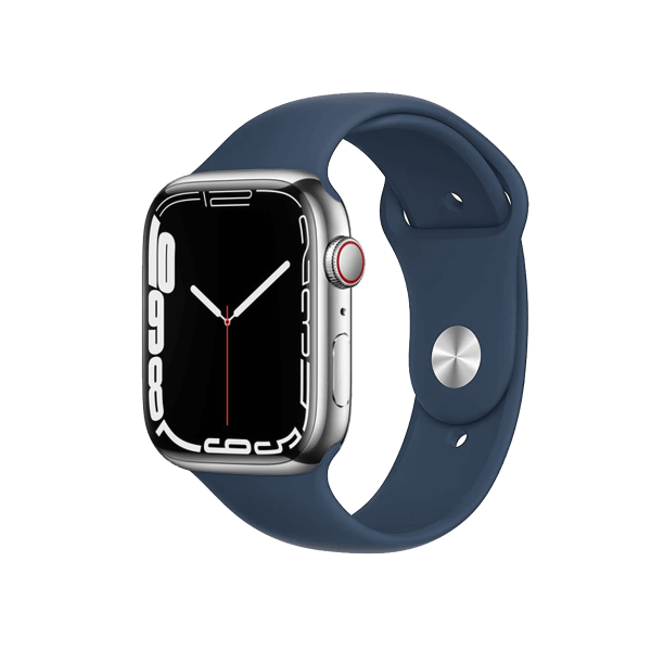 Refurbished Apple Watch Series 7 | 45mm | Stainless Steel Case Silver | Abyss Blue Sport Band | GPS | WiFi + 4G