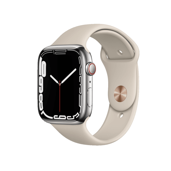 Refurbished Apple Watch Series 7 | 45mm | Stainless Steel Case Silver | Stone Sport Band | GPS | WiFi + 4G