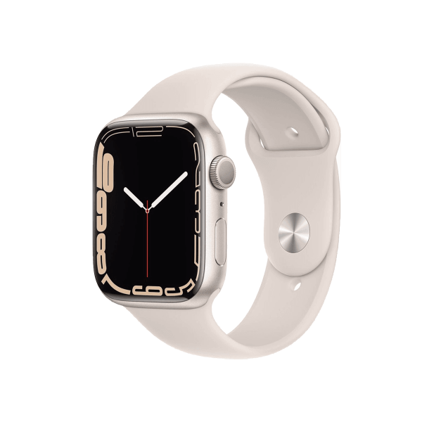 Refurbished Apple Watch Series 7 | 45mm | Aluminum Case Starlight White | Starlight White Sport Band | GPS | WiFi + 4G