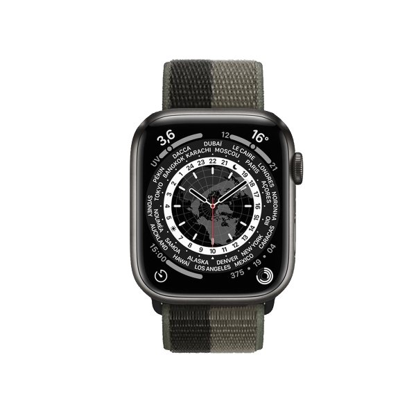 Refurbished Apple Watch Series 7 | 45mm | Titanium Case Space Black | Tornado/Gray Sport Band | GPS | WiFi + 4G