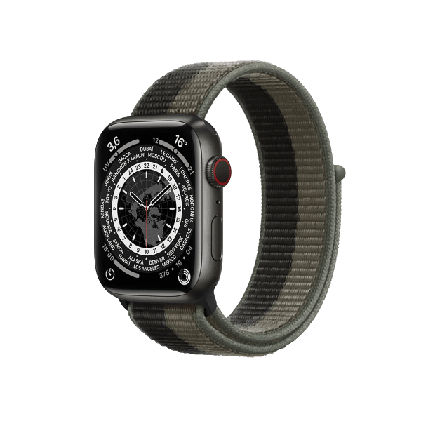 Refurbished Apple Watch Series 7 | 45mm | Titanium Case Space Black | Tornado/Gray Sport Band | GPS | WiFi + 4G