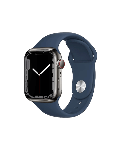 Refurbished Apple Watch Series 7 | 41mm | Stainless Steel Case Graphite | Abyss Blue Sport Band | GPS | WiFi + 4G