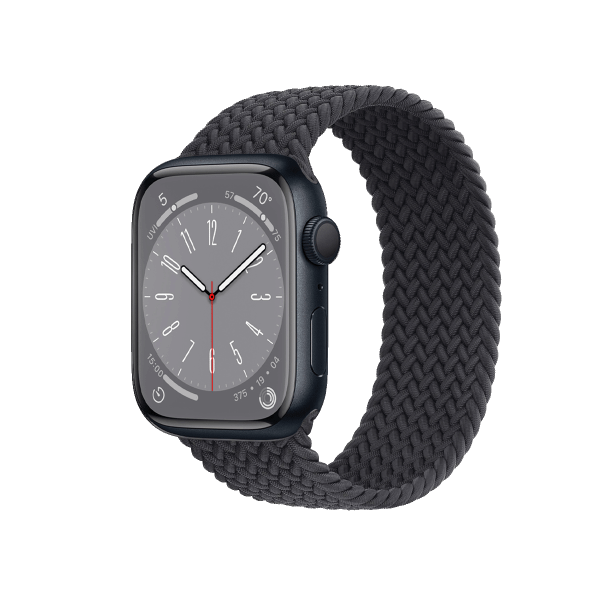 Refurbished Apple Watch Series 8 | 45mm | Aluminum Case Midnight Blue | Midnight Blue Braided Solo Loop | GPS | WiFi + 4G