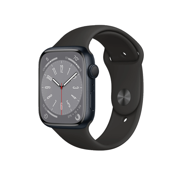 Refurbished Apple Watch Series 8 | 45mm | Aluminum Case Midnight Blue | Black Sport Band | GPS | WiFi