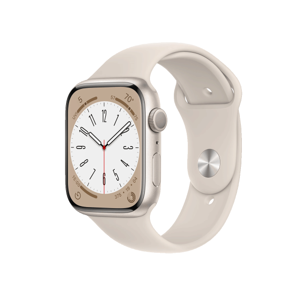 Refurbished Apple Watch Series 8 | 45mm | Aluminum Case Starlight White | Starlight White Sport Band | GPS | WiFi