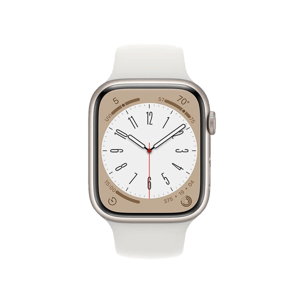 Refurbished Apple Watch Series 8 | 45mm | Aluminum Case Starlight White | White Sport Band | GPS | WiFi + 4G