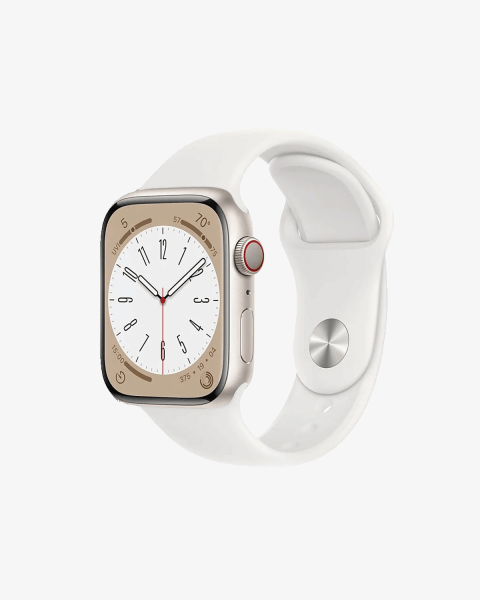 Refurbished Apple Watch Series 8 | 45mm | Aluminum Case Starlight White | White Sport Band | GPS | WiFi
